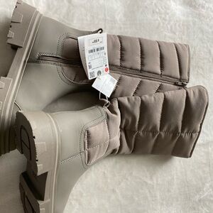 Zara Taupe Quilted Boots